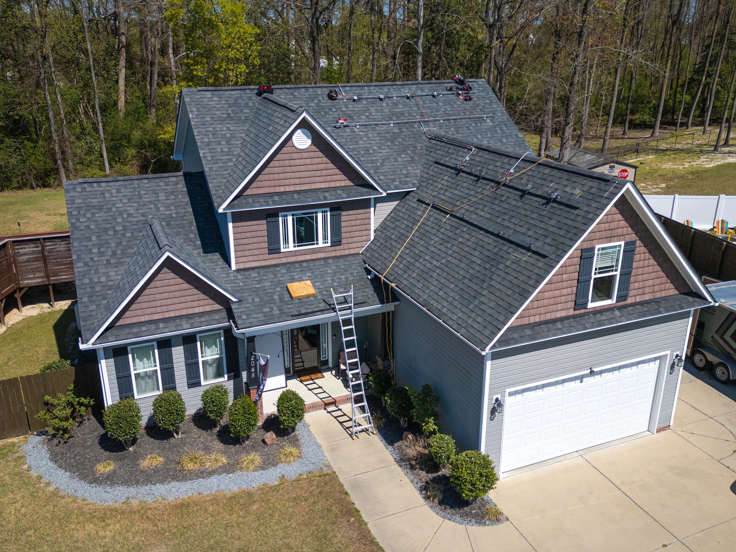 Residential exterior improvement with solar installation